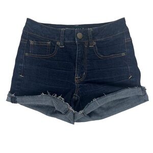 AMERICAN EAGLE OUTFITTERS Women’s Blue Jean Shorts Sz 2 Super Stretch Dark Wash